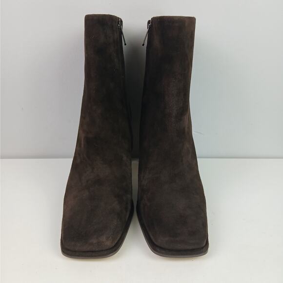 Sam Edelman SZ 11/42 Irie Calfskin Suede Square Toe Boots In Chocolate Brown - Picture 4 of 11